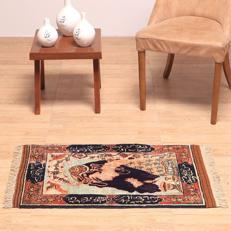 ペルシャ絨毯(イラン産)クム 90×53cm(FS-70010)