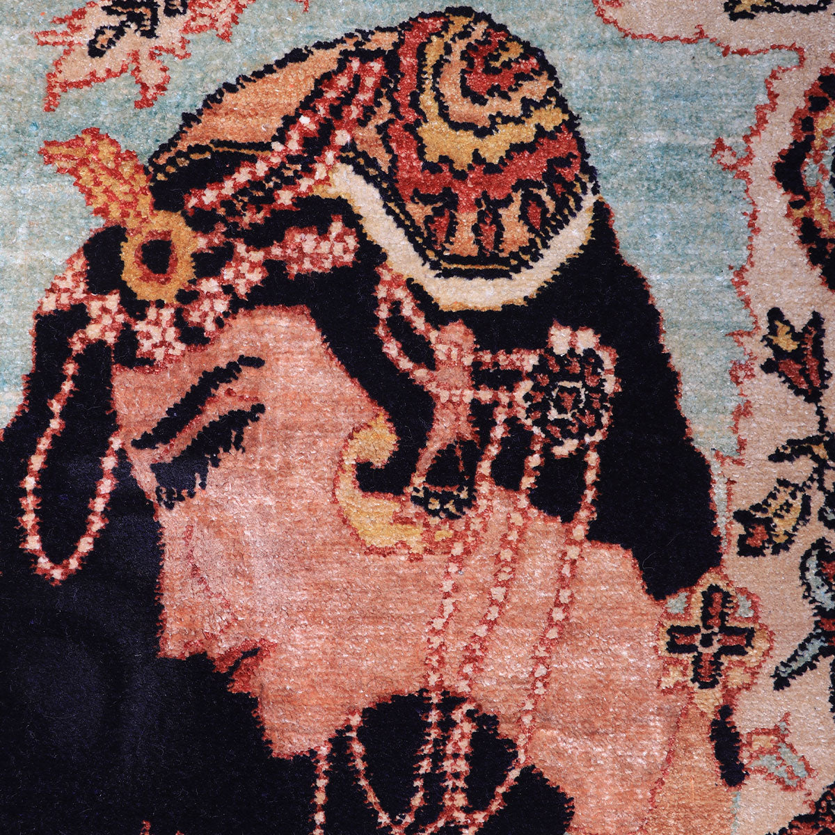 ペルシャ絨毯(イラン産)クム 90×53cm(FS-70010)