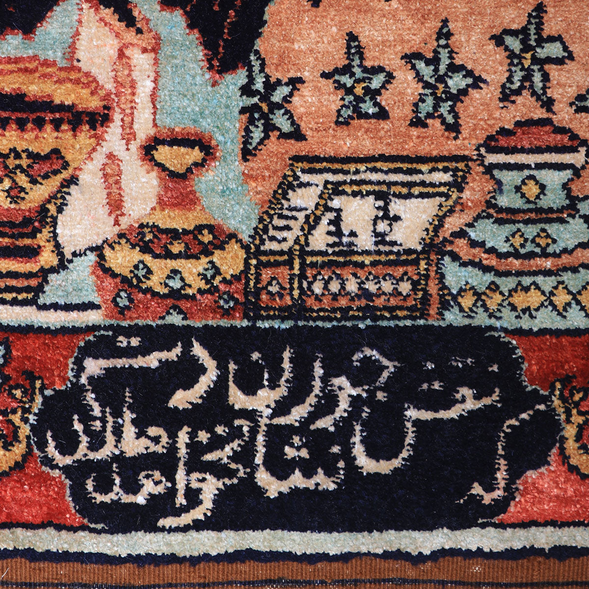 ペルシャ絨毯(イラン産)クム 90×53cm(FS-70010)