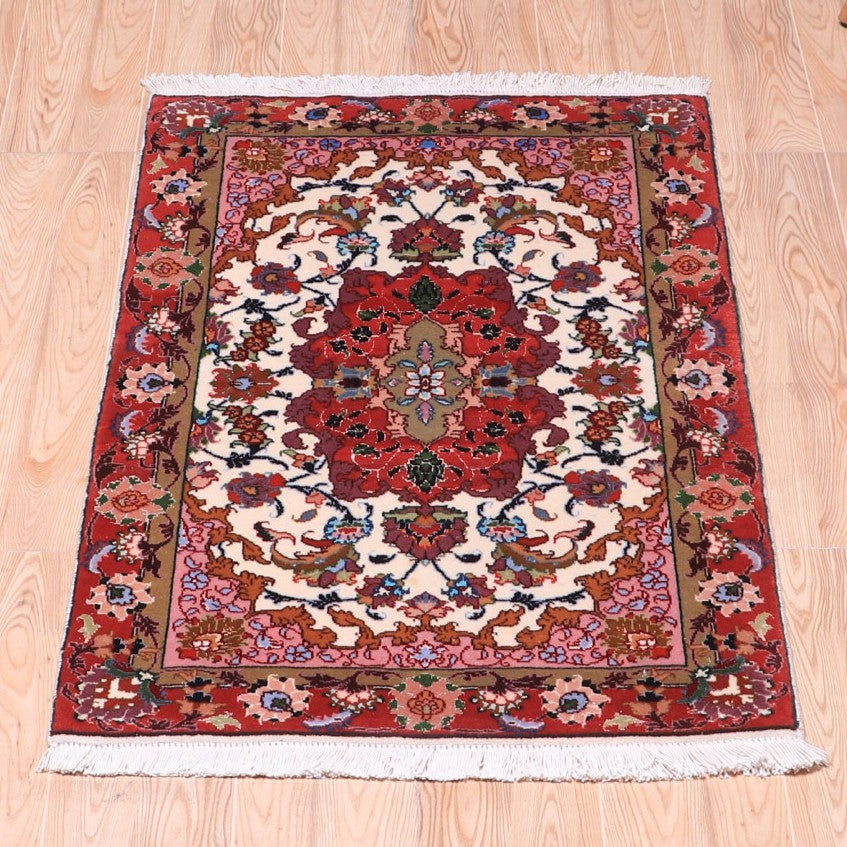 ペルシャ絨毯(イラン産)タブリーズ 92×62cm(FS-70011)