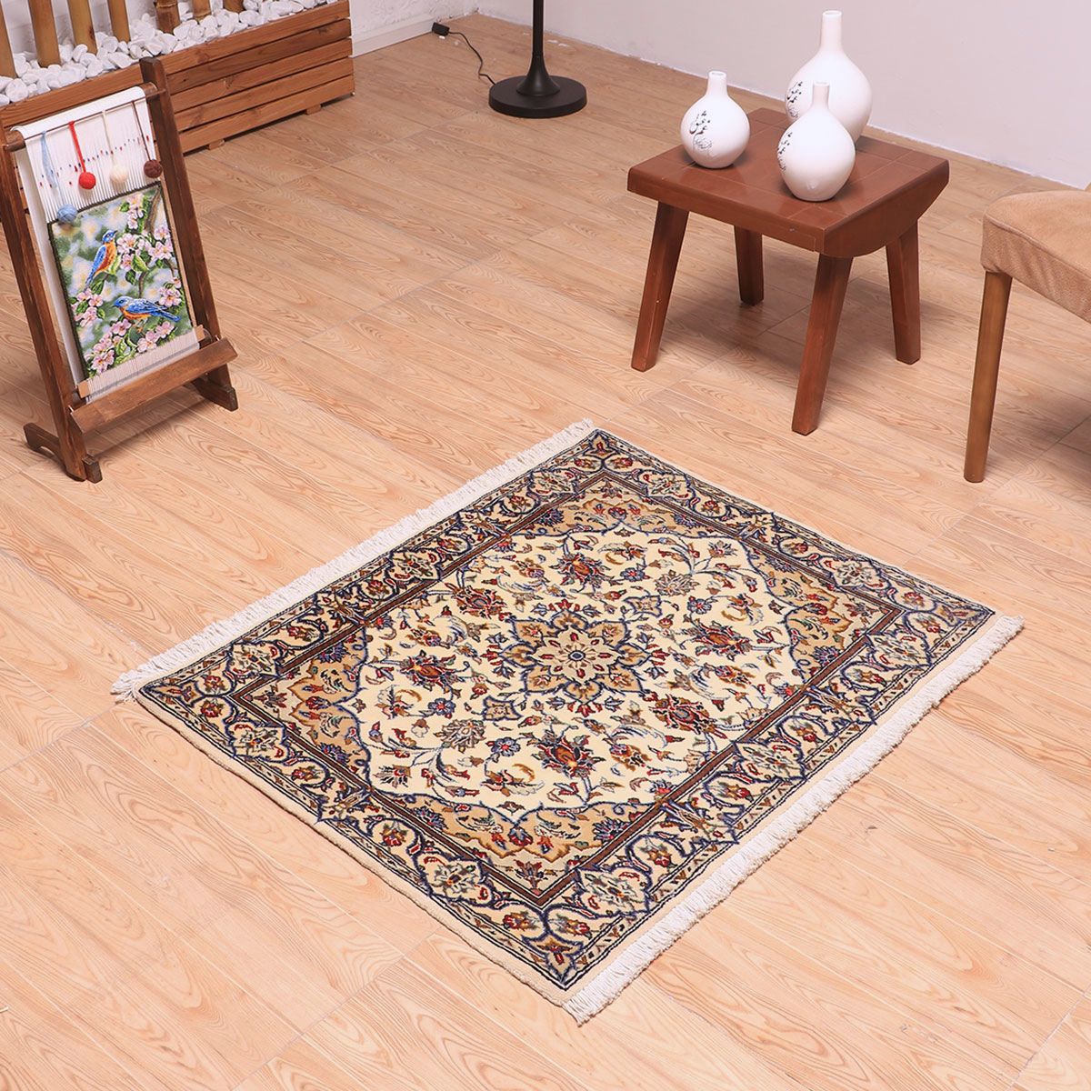 ペルシャ絨毯(イラン産)カーシャーン 93×77cm(FS-70017)