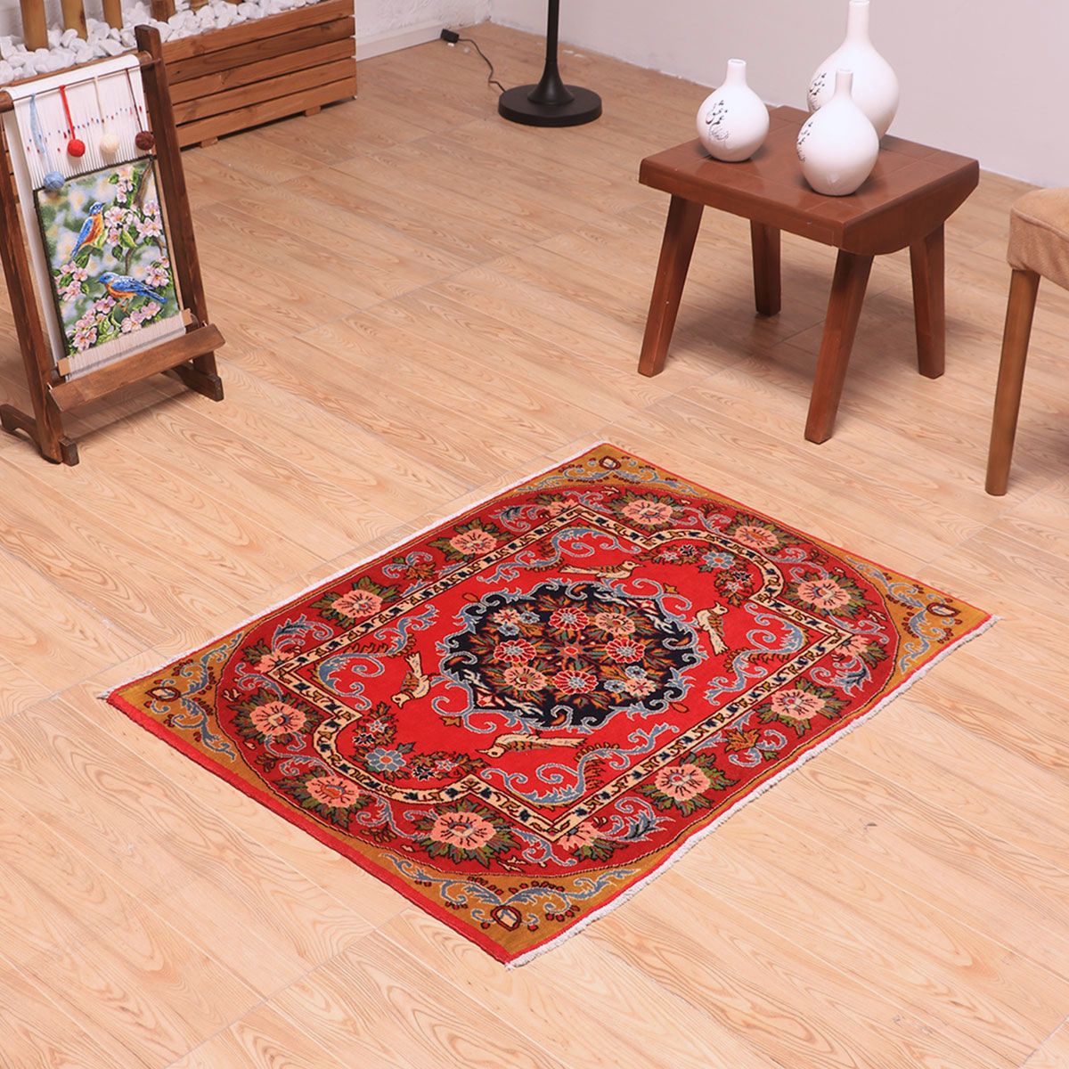 ペルシャ絨毯(イラン産)カーシャーン 94×70cm(FS-70018)