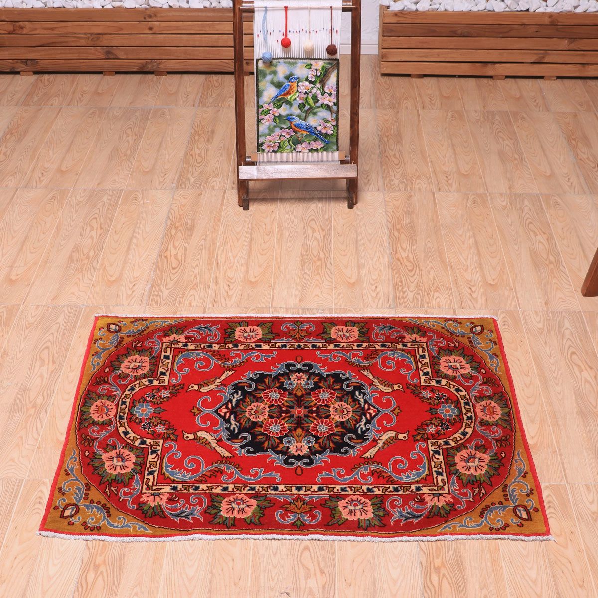 ペルシャ絨毯(イラン産)カーシャーン 94×70cm(FS-70018)