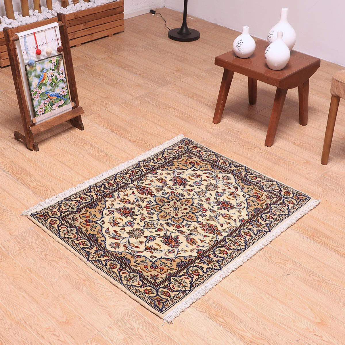 ペルシャ絨毯(イラン産)カーシャーン 96×76cm(FS-70021)