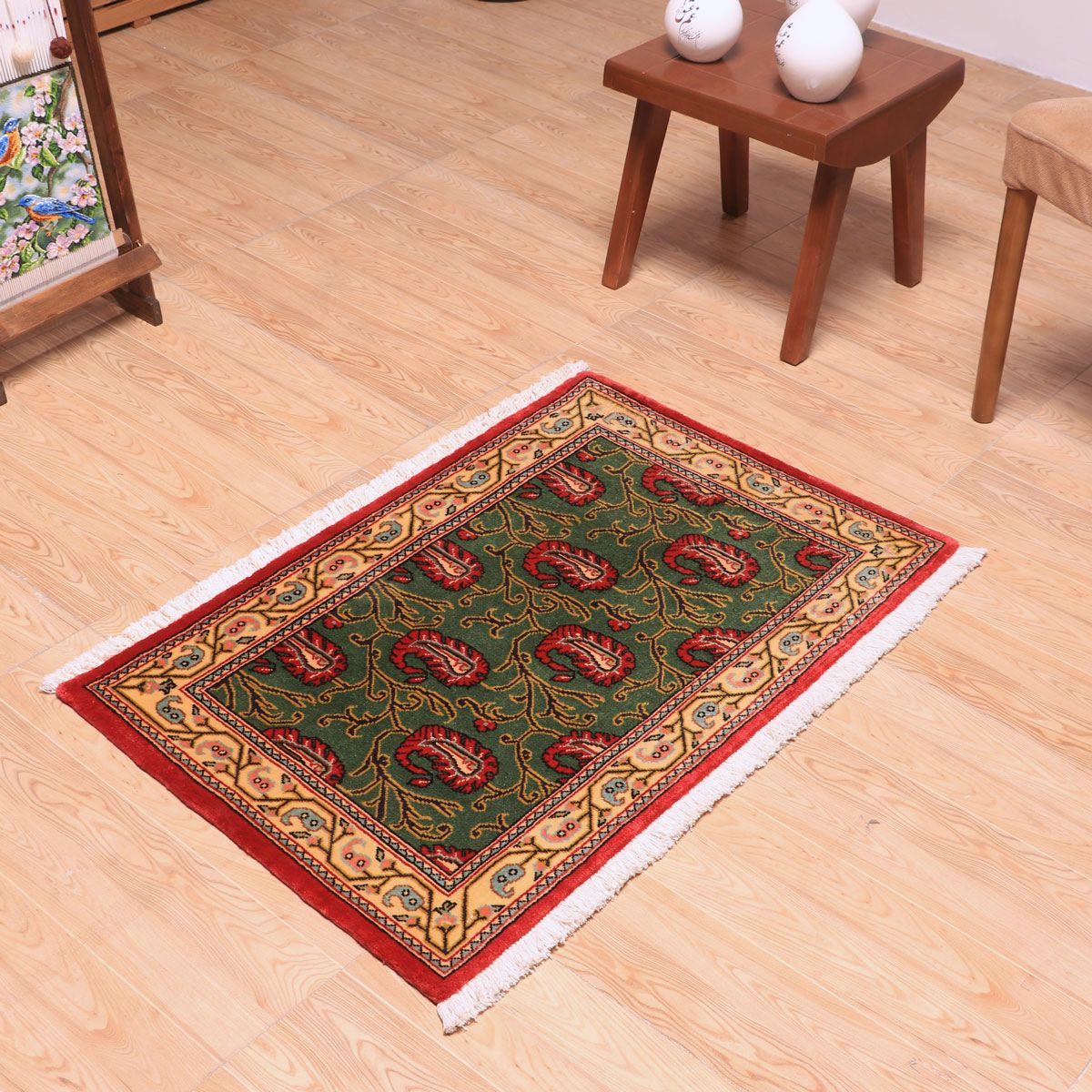 ペルシャ絨毯(イラン産)クム 97×63cm(FS-70025)