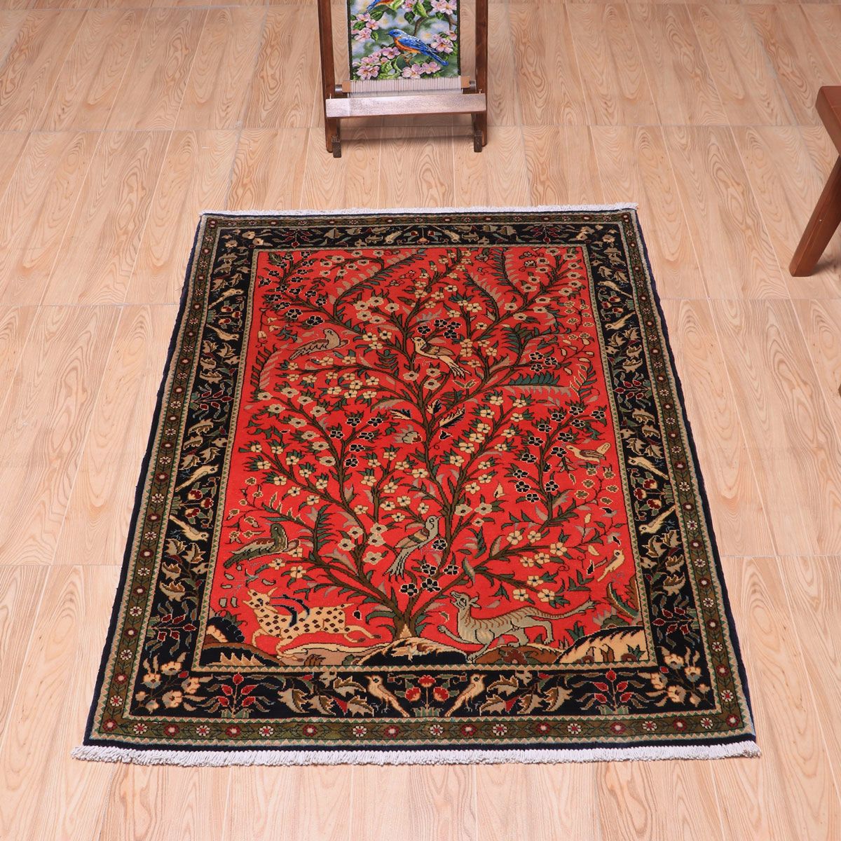 ペルシャ絨毯(イラン産)クム 116×86cm(FS-70026)