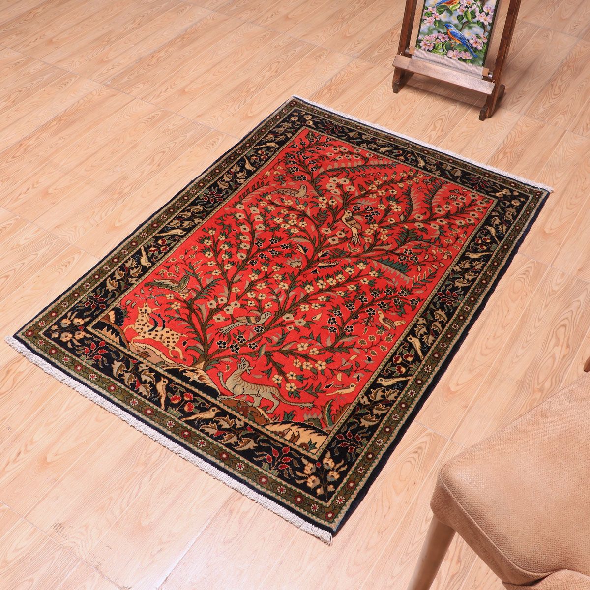 ペルシャ絨毯(イラン産)クム 116×86cm(FS-70026)