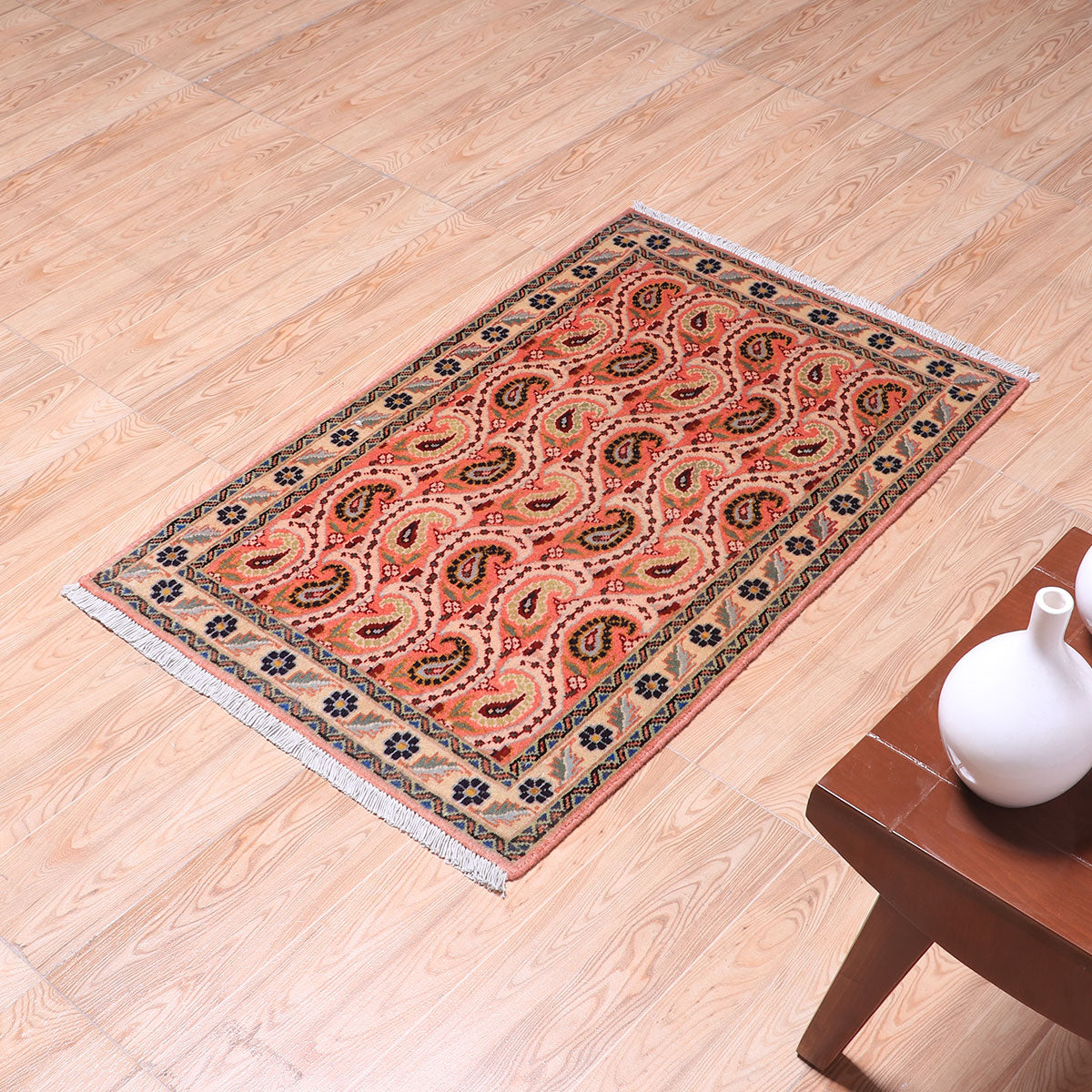ペルシャ絨毯(イラン産)イスファハンアンティーク 100×65cm(FS-70043)