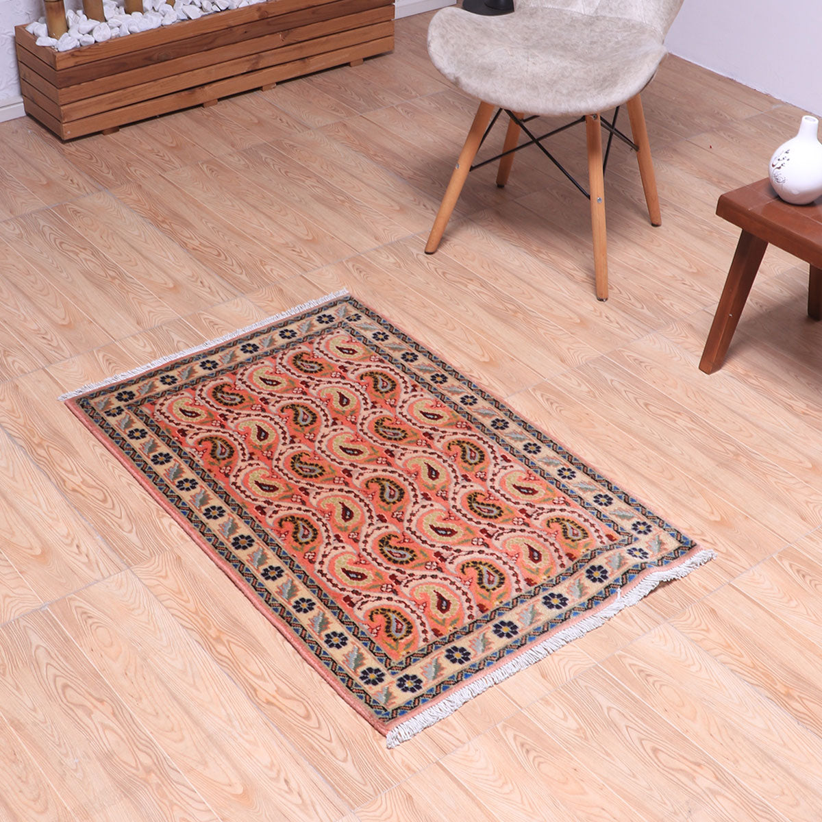 ペルシャ絨毯(イラン産)イスファハンアンティーク 100×66cm(FS-70044)