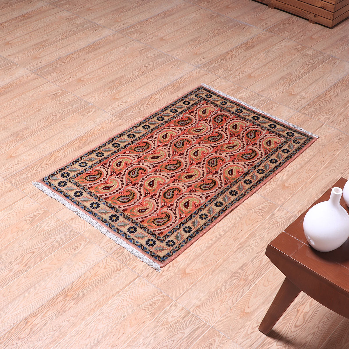 ペルシャ絨毯(イラン産)イスファハンアンティーク 100×66cm(FS-70044)
