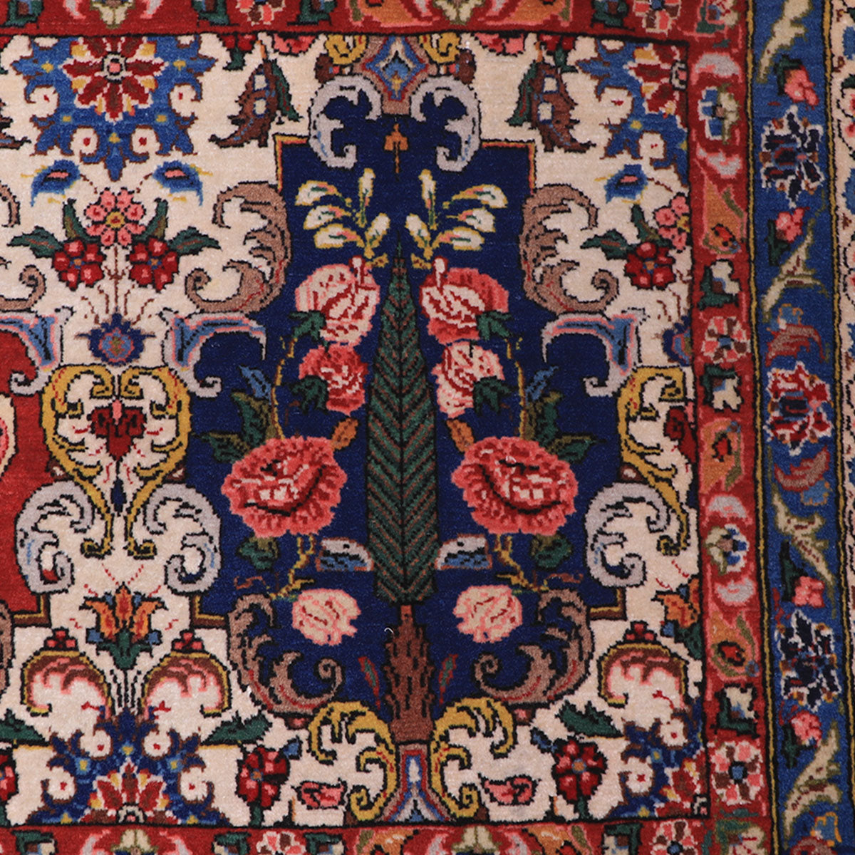 ペルシャ絨毯(イラン産)イスファハンアンティーク 94×81cm(FS-70051)