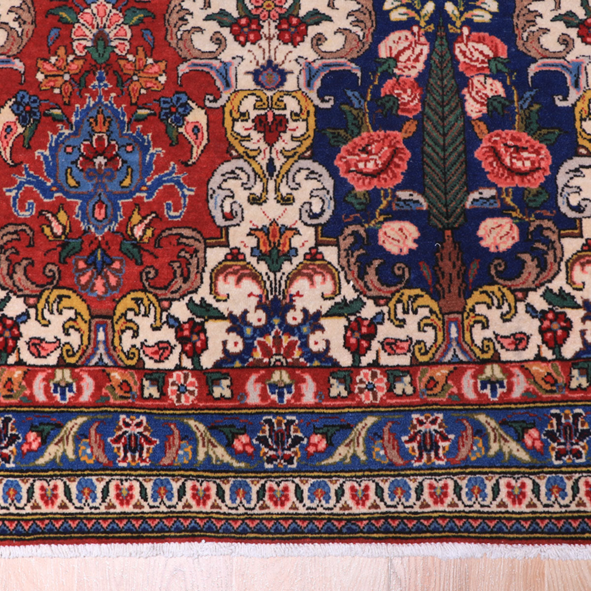 ペルシャ絨毯(イラン産)イスファハンアンティーク 94×81cm(FS-70051)
