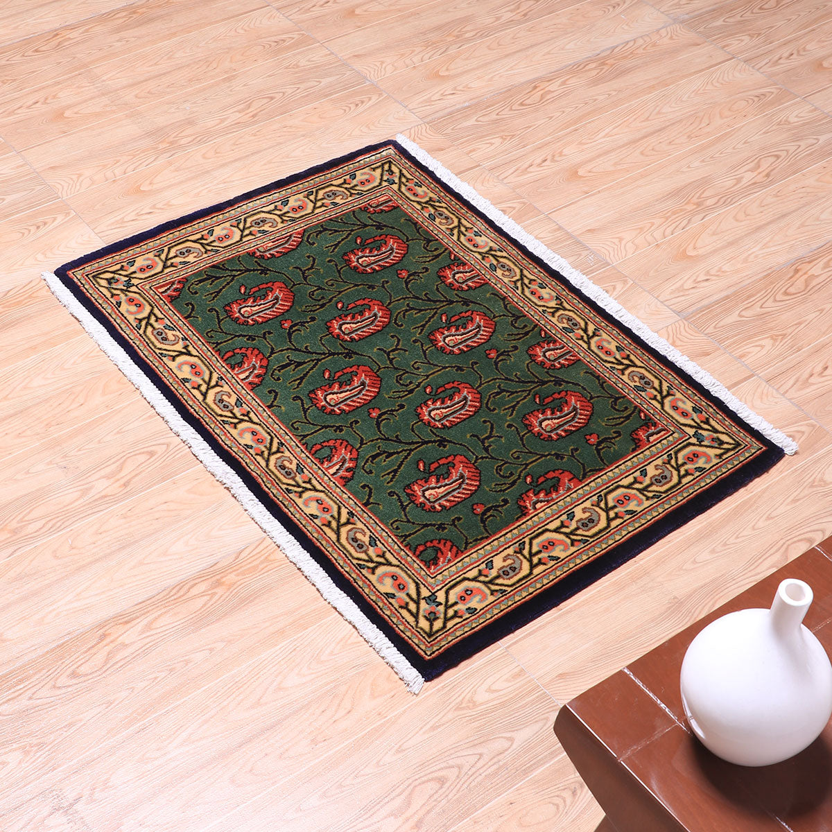 ペルシャ絨毯(イラン産)クム 87×61cm(FS-70056)
