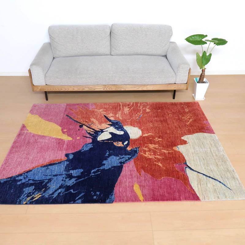 プレミアムギャッベ/ホシナマイ(ルリバフ) 205×151cm(HL-10856)