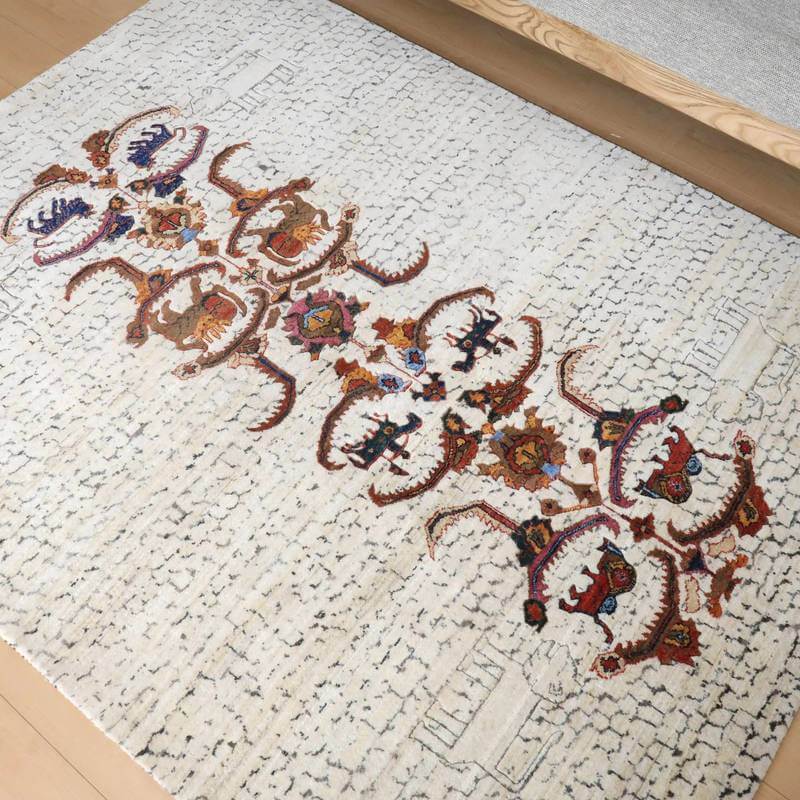 プレミアムギャッベ/ホシナマイ(ルリバフ) 202×156cm(HL-10885)