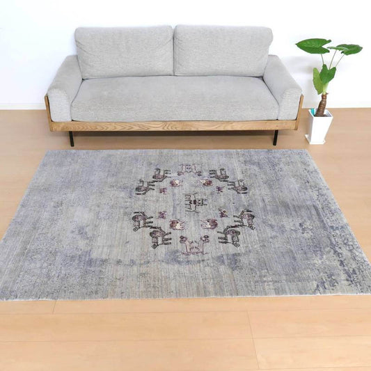 プレミアムギャッベ/ホシナマイ(ルリバフ) 203×152cm(HL-10892)