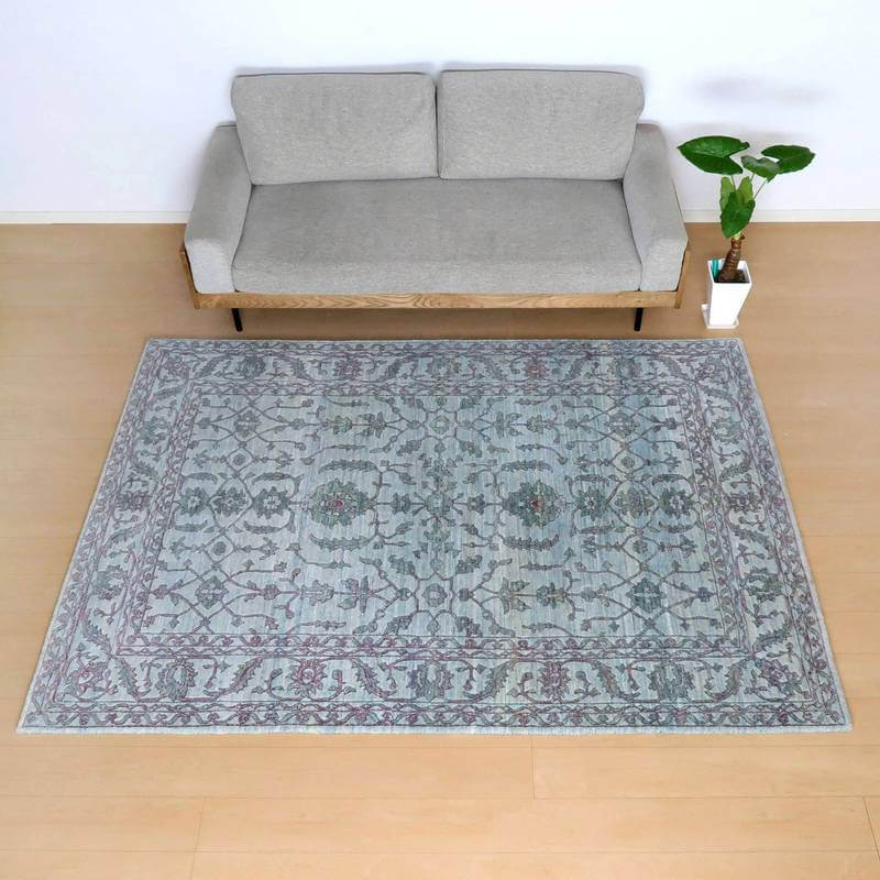 プレミアムギャッベ/ホシナマイ(ルリバフ) 242×171cm(HL-10895)