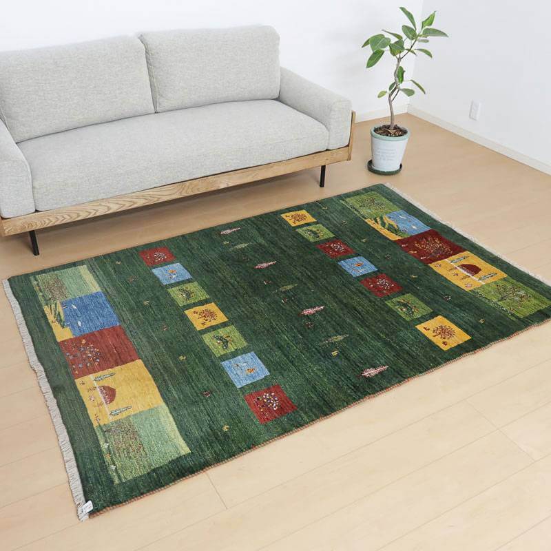 プレミアムギャッベ/ホシナマイ(ルリバフ) 208×135cm(HL-11097)