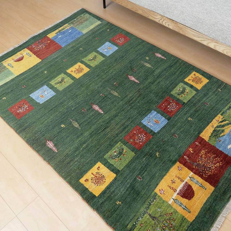 プレミアムギャッベ/ホシナマイ(ルリバフ) 208×135cm(HL-11097)