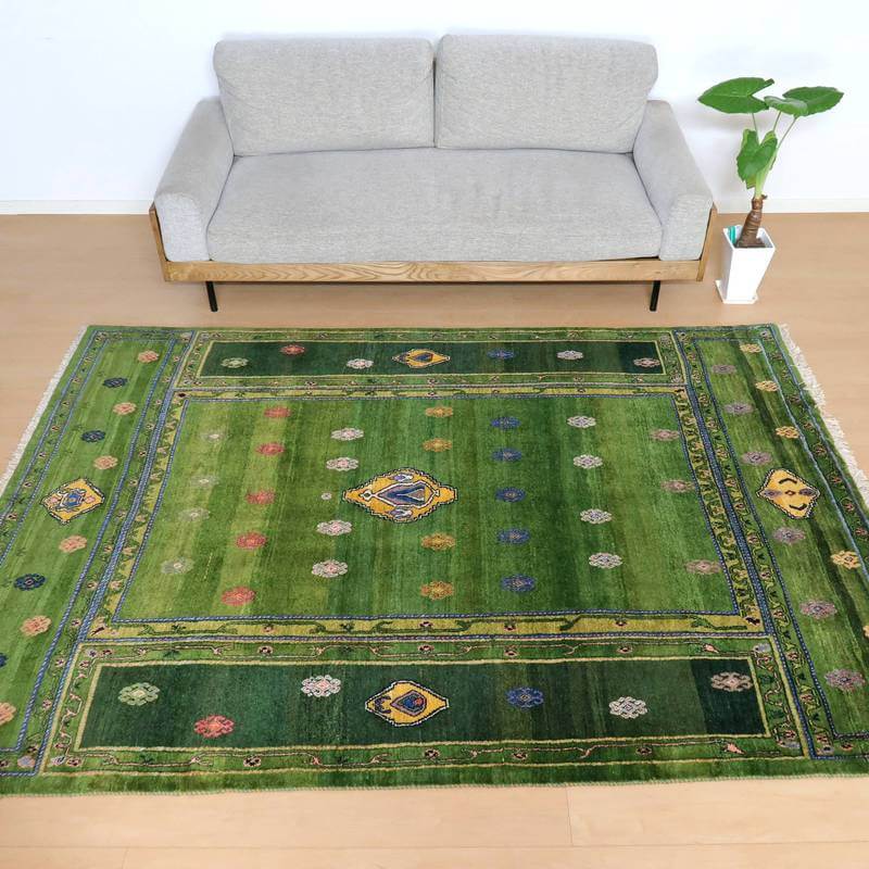 プレミアムギャッベ/ホシナマイ(ルリバフ) 248×176cm(HL-11346)