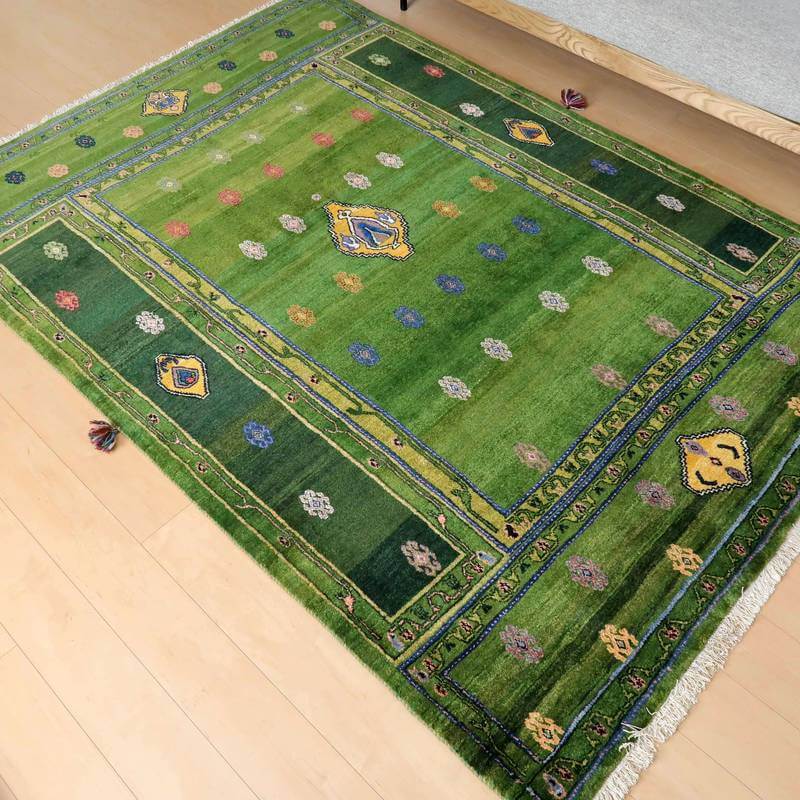 プレミアムギャッベ/ホシナマイ(ルリバフ) 248×176cm(HL-11346)