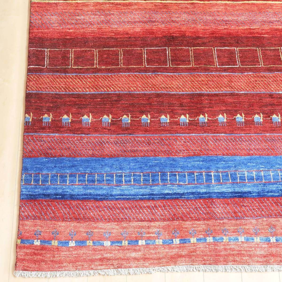 プレミアムギャッベ/ホシナマイ(ルリバフ) 237×163cm(HL-25742)