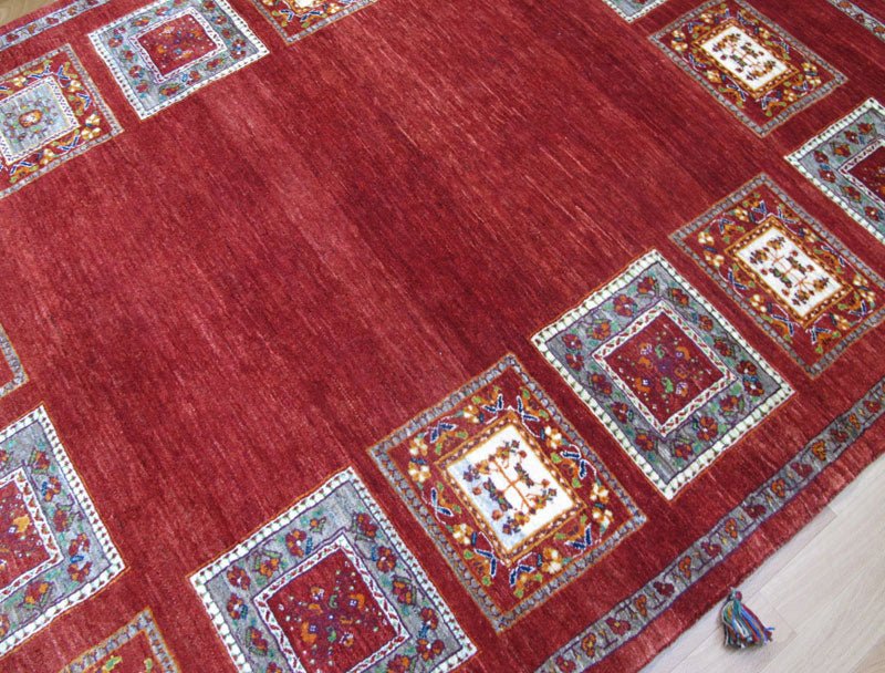 プレミアムギャッベ/ホシナマイ(ルリバフ) 221×159cm(HL-27778)