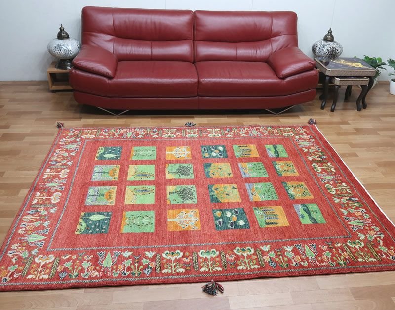 プレミアムギャッベ/ホシナマイ(ルリバフ) 224×167cm(HL-30697)