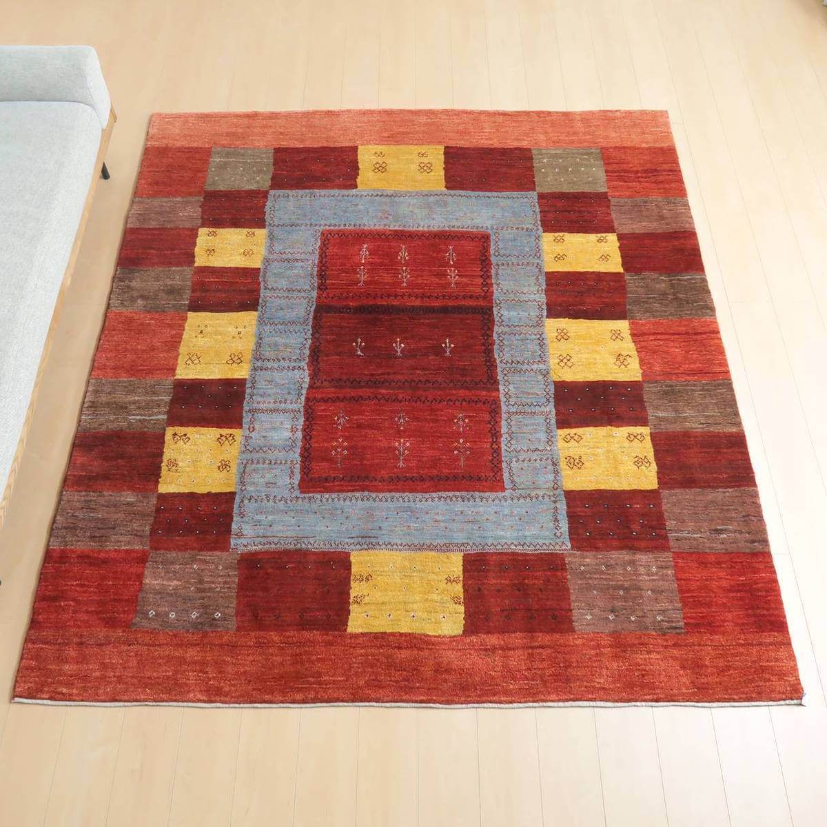 プレミアムギャッベ/ホシナマイ(ルリバフ) 232×206cm(HL-32043)