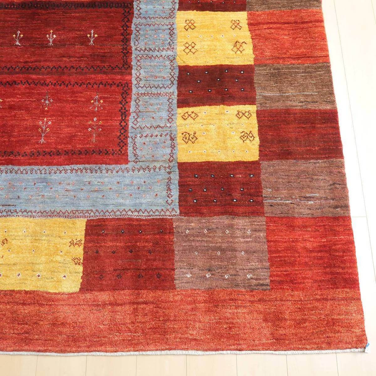 プレミアムギャッベ/ホシナマイ(ルリバフ) 232×206cm(HL-32043)