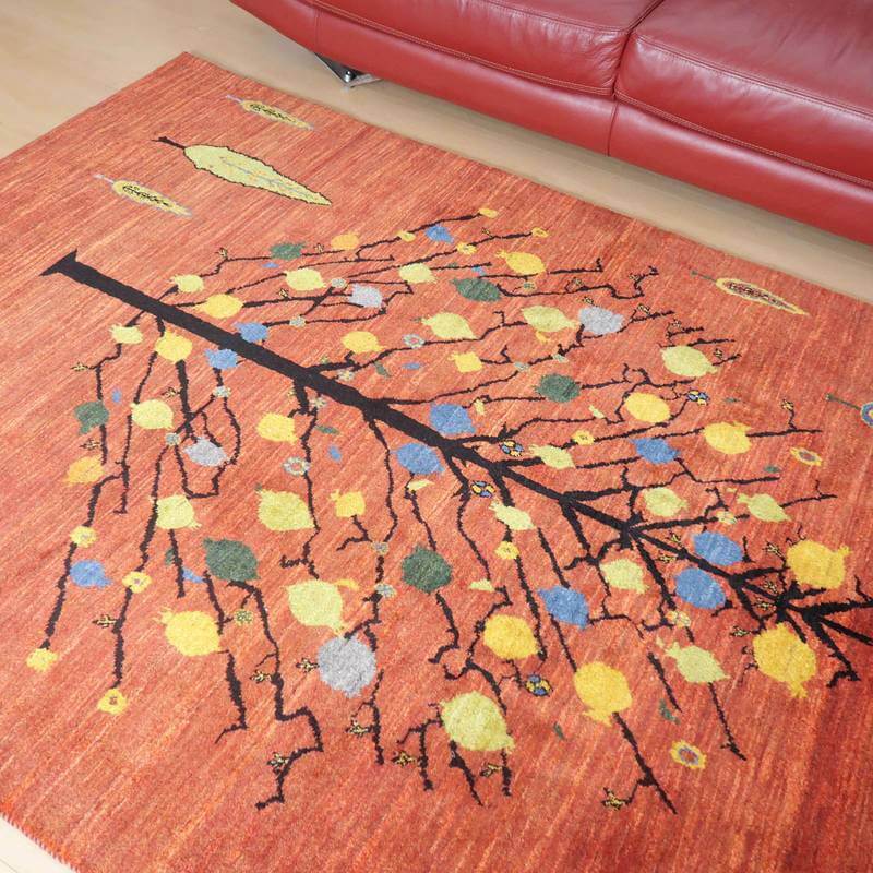 プレミアムギャッベ/ホシナマイ(ルリバフ) 239×163cm(HL-69375)