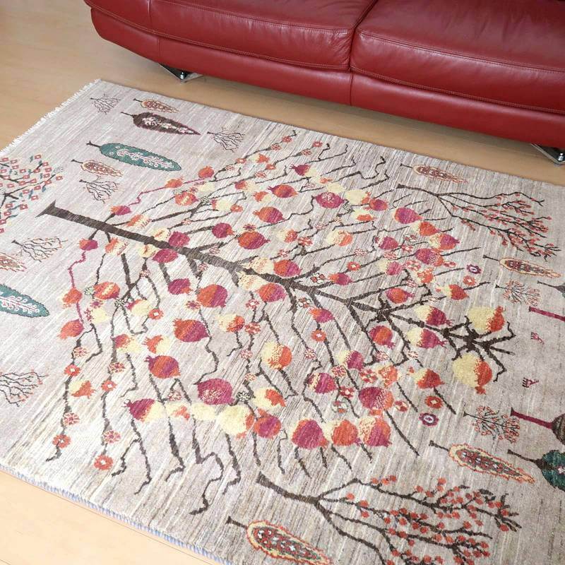 プレミアムギャッベ/ホシナマイ(ルリバフ) 225×151cm(HL-71624)