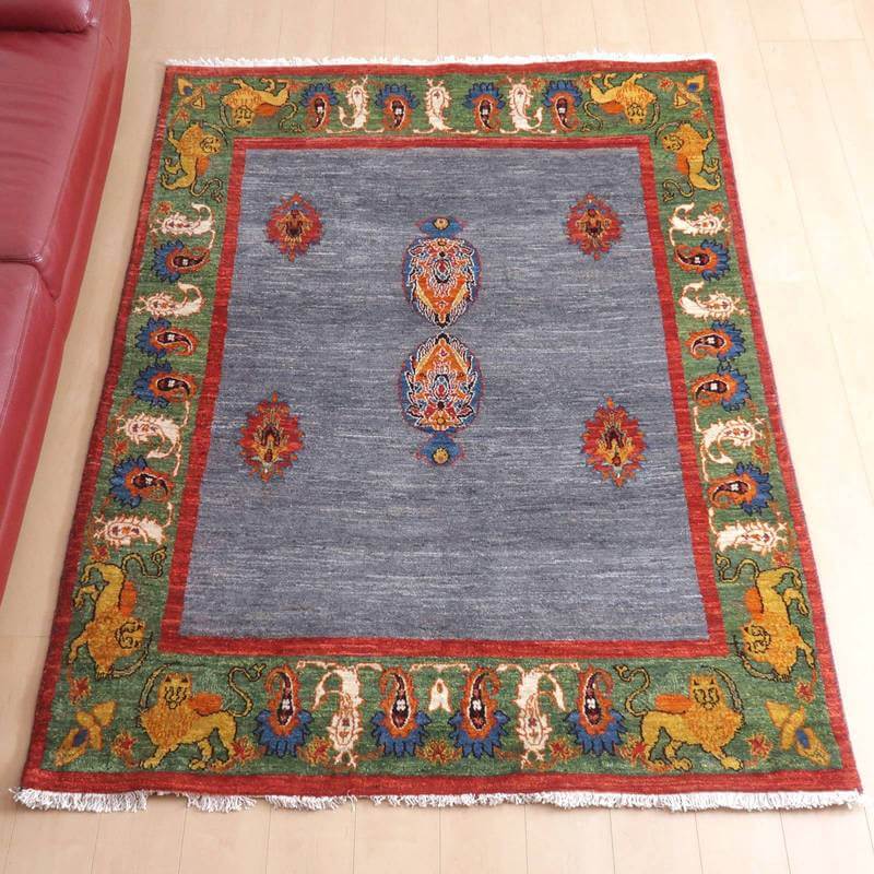 プレミアムギャッベ/ホシナマイ(ルリバフ) 204×154cm(HL-72648)