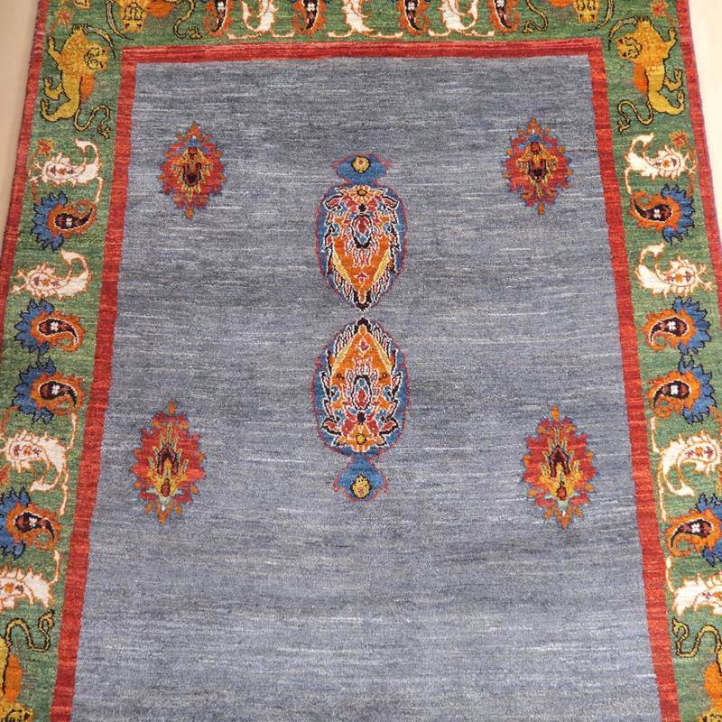 プレミアムギャッベ/ホシナマイ(ルリバフ) 204×154cm(HL-72648)