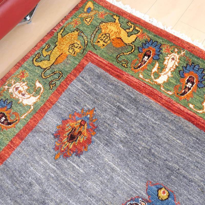 プレミアムギャッベ/ホシナマイ(ルリバフ) 204×154cm(HL-72648)