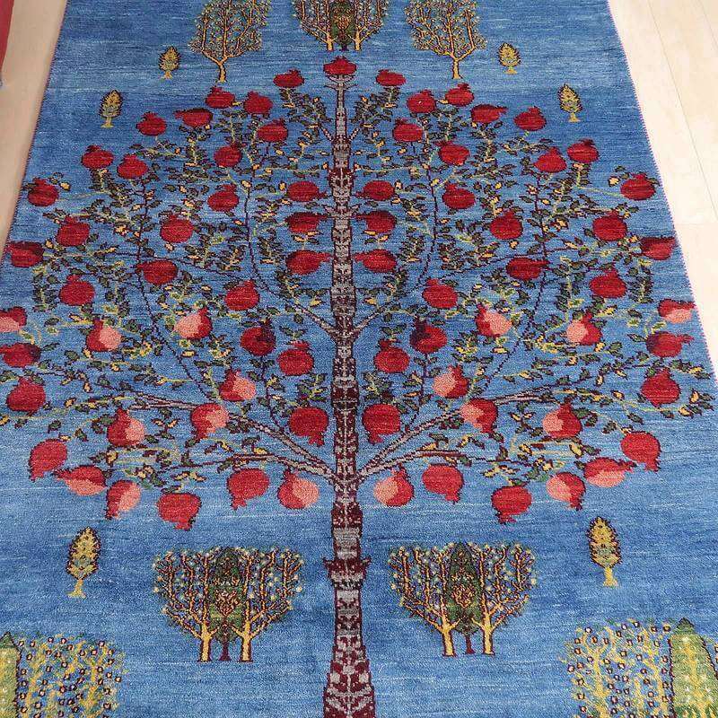 プレミアムギャッベ/ホシナマイ(ルリバフ) 221×156cm(HL-73284)