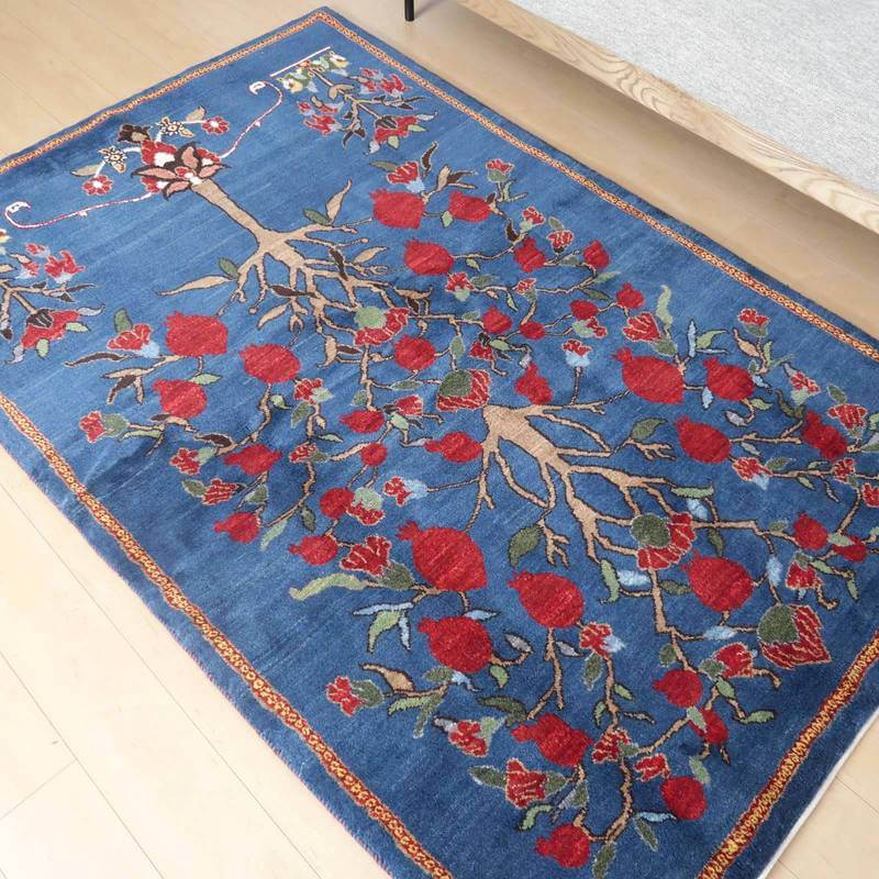 プレミアムギャッベ/ホシナマイ(ルリバフ) 207×135cm(HL-89693)