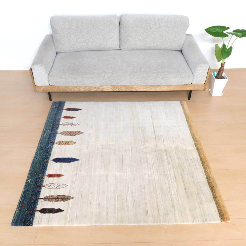 プレミアムギャッベ/ホシナマイ(ルリバフ) 155×151cm(HM-10878)