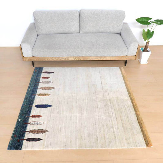 プレミアムギャッベ/ホシナマイ(ルリバフ) 155×151cm(HM-10878)