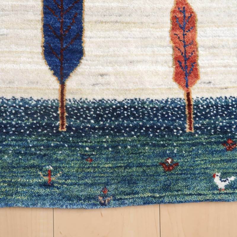 プレミアムギャッベ/ホシナマイ(ルリバフ) 155×151cm(HM-10878)