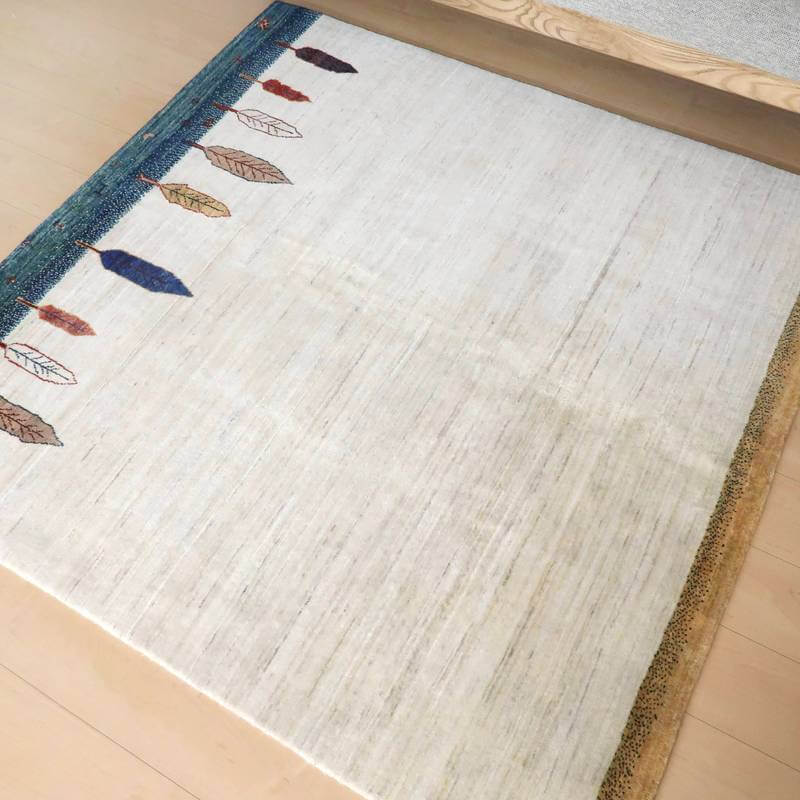 プレミアムギャッベ/ホシナマイ(ルリバフ) 155×151cm(HM-10878)