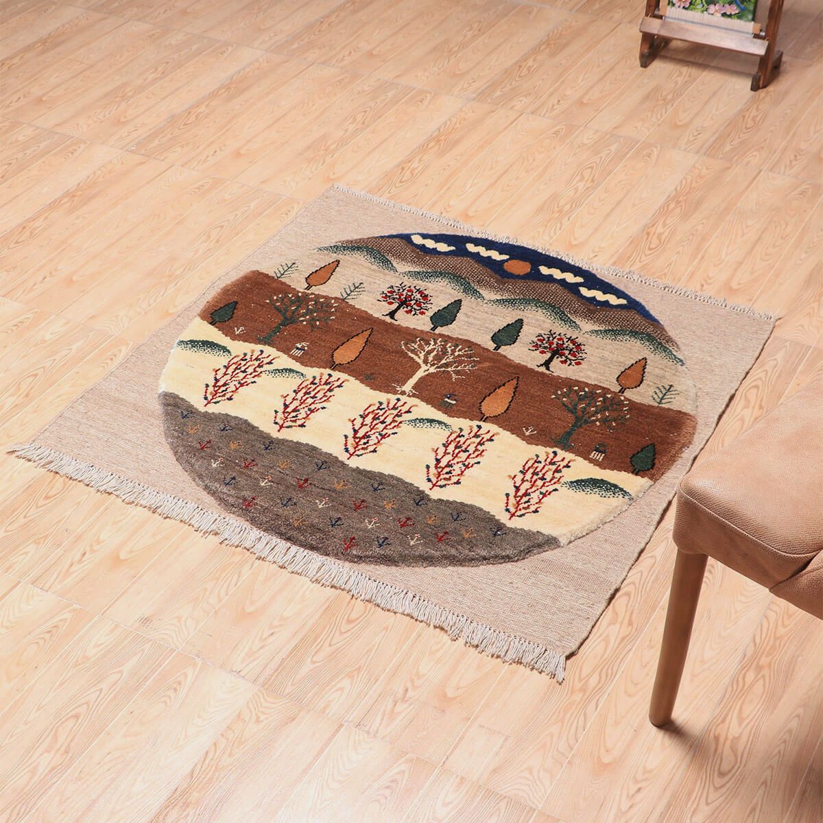 ギャッベ(ギャベ)ルリバフ 105×101cm(HM-70006)