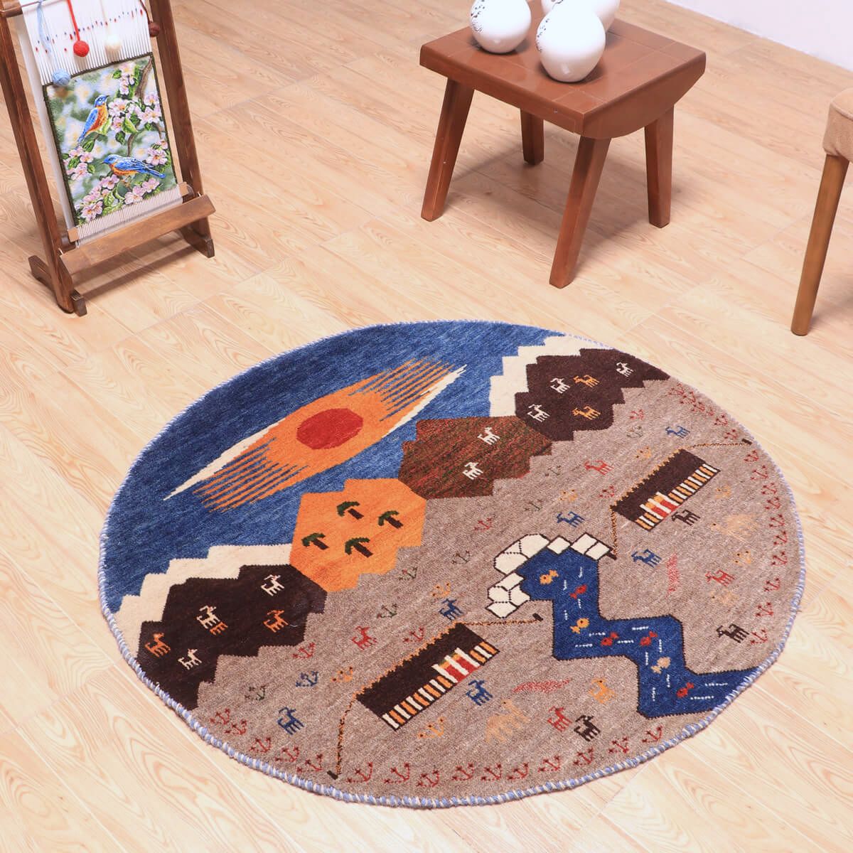 ギャッベ(ギャベ)カシュクリ 105×99cm(HM-70085)