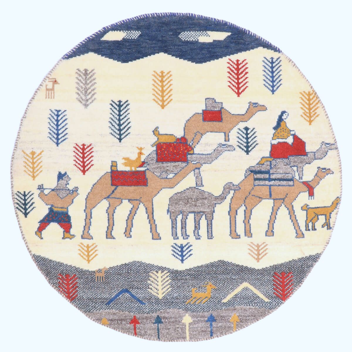 ギャッベ(ギャベ)カシュクリ 93×93cm(HM-70086)