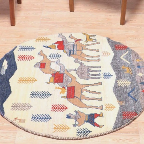 ギャッベ(ギャベ)カシュクリ 93×93cm(HM-70086)