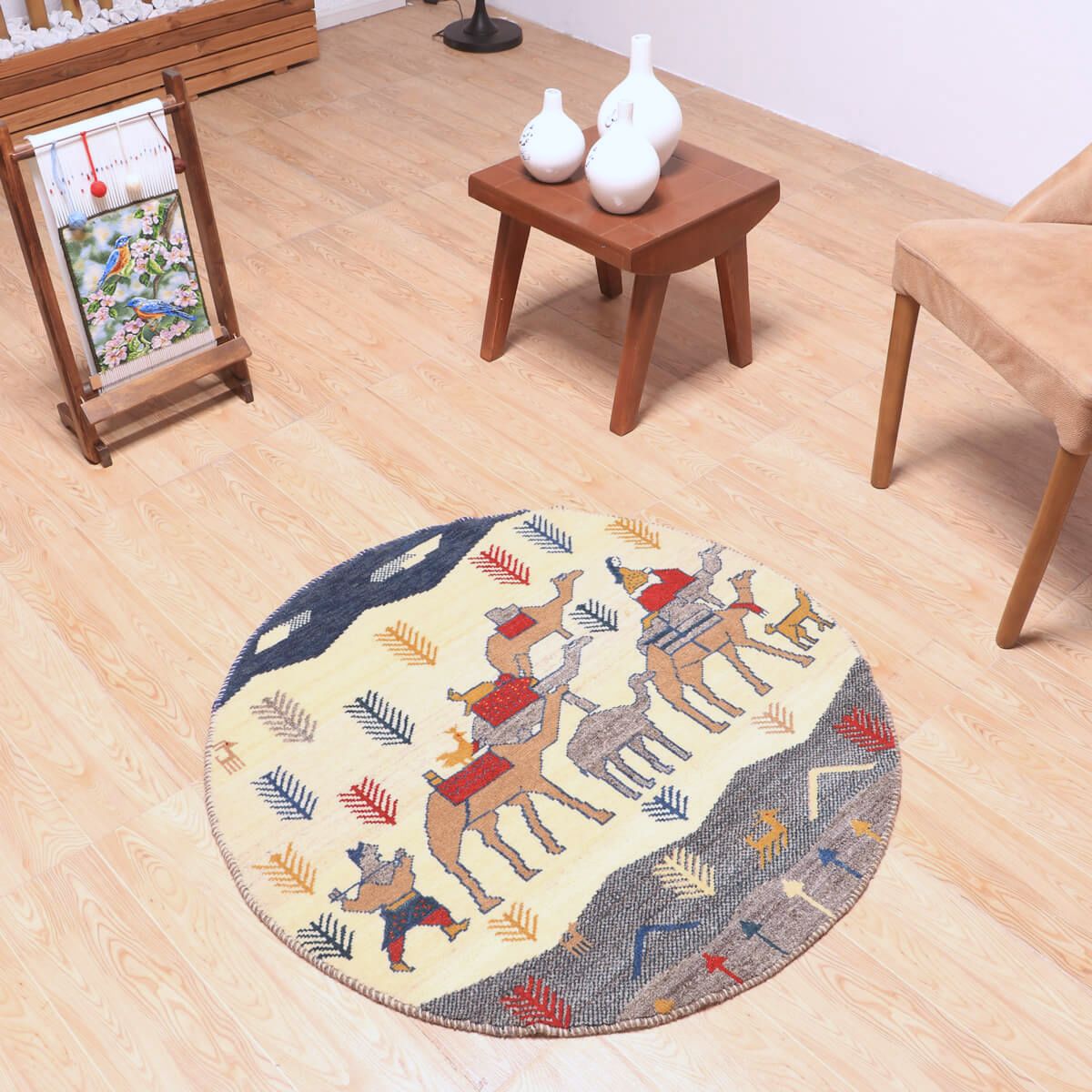 ギャッベ(ギャベ)カシュクリ 93×93cm(HM-70086)