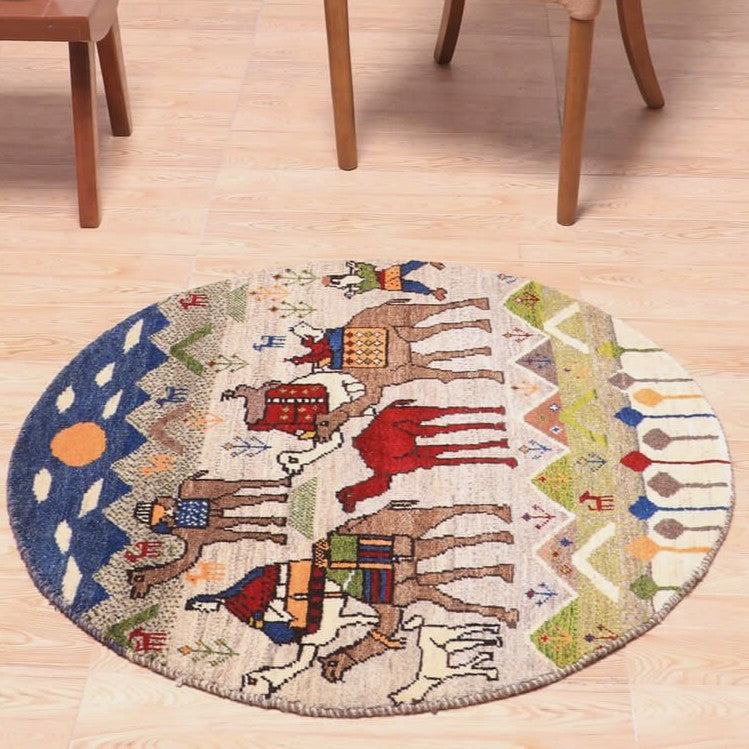 ギャッベ(ギャベ)カシュクリ 94×94cm(HM-70087)