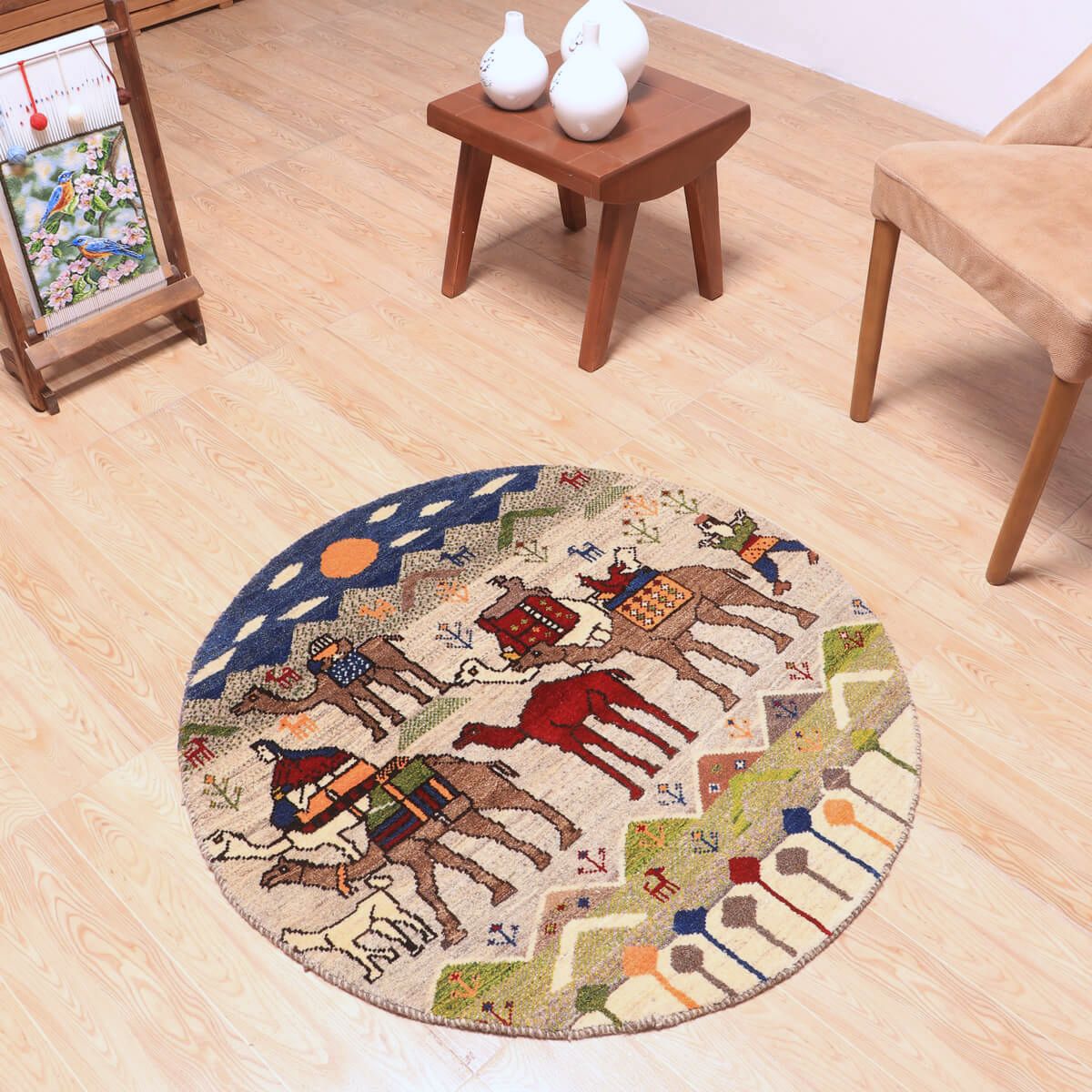 ギャッベ(ギャベ)カシュクリ 94×94cm(HM-70087)