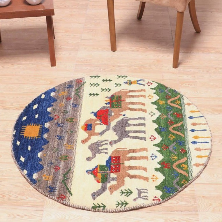 ギャッベ(ギャベ)カシュクリ 93×93cm(HM-70088)