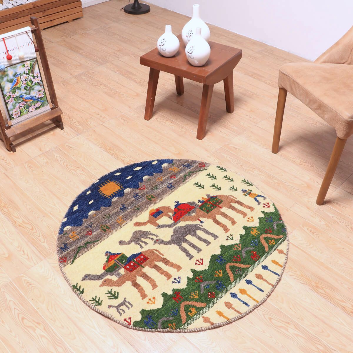 ギャッベ(ギャベ)カシュクリ 93×93cm(HM-70088)